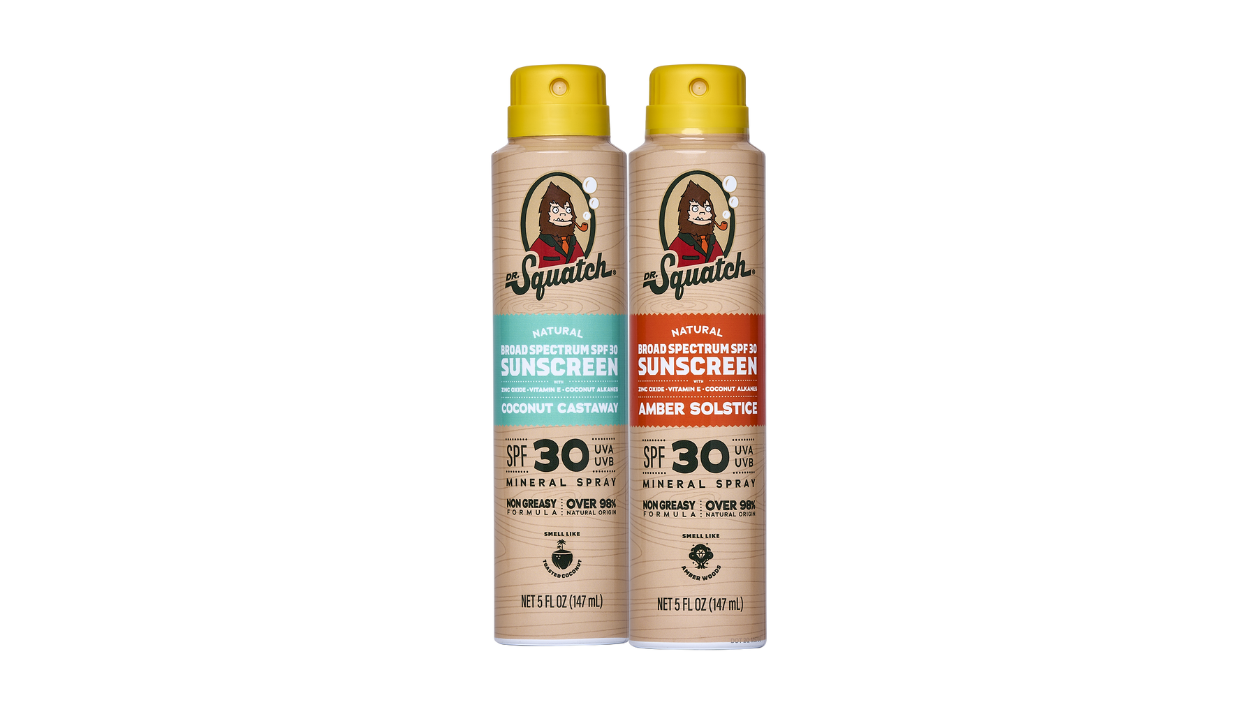 Dr. Squatch Spray 2-Pack | SPF 30 UVA/UVB Protection | Non-Greasy Mineral Sunscreen for Men - Daily Set